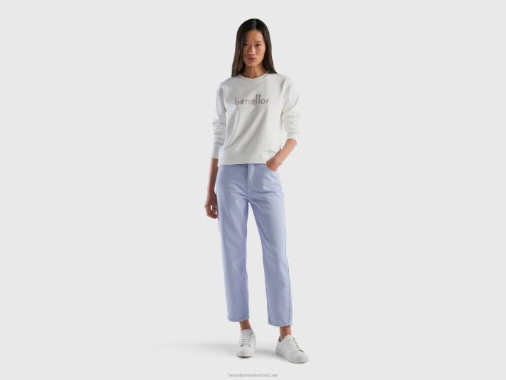 vrouwen Benetton Sweatshirt van 100% katoen met logoprint wit 4R62296