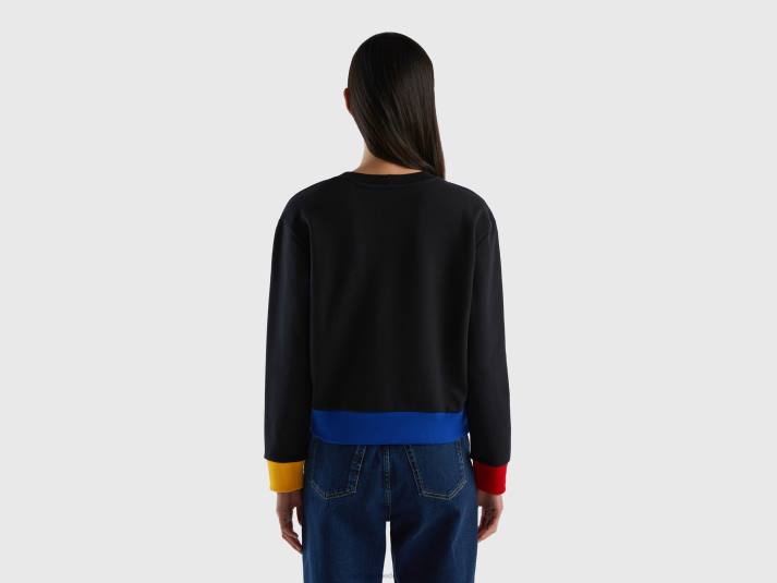 vrouwen Benetton Sweatshirt van 100% katoen met logoprint zwart 4R62298