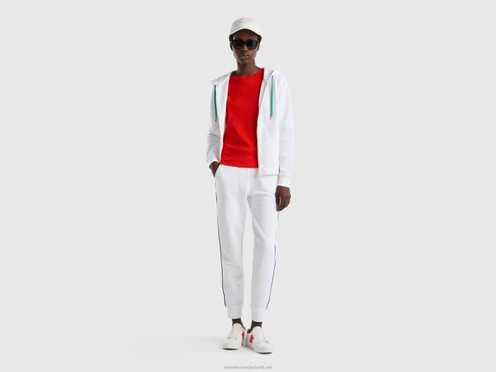 vrouwen Benetton Sweatshirt van 100% katoen met ritssluiting en capuchon wit 4R623771