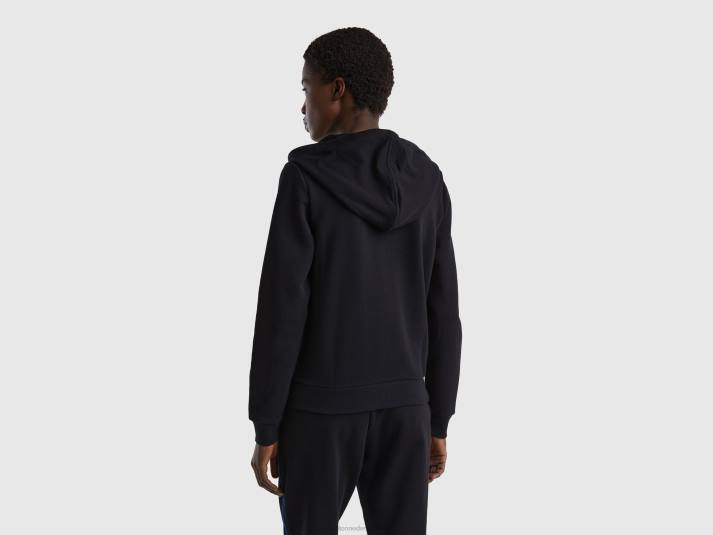 vrouwen Benetton Sweatshirt van 100% katoen met ritssluiting en capuchon zwart 4R62299