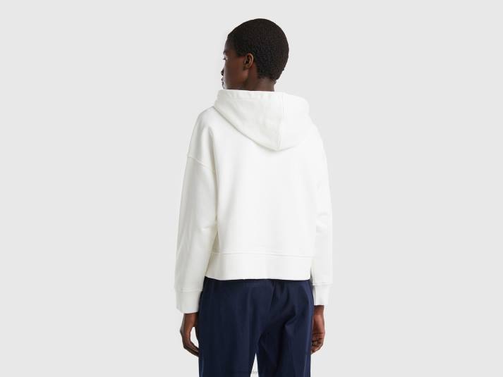 vrouwen Benetton boxy-fit hoodie romig wit 4R623770