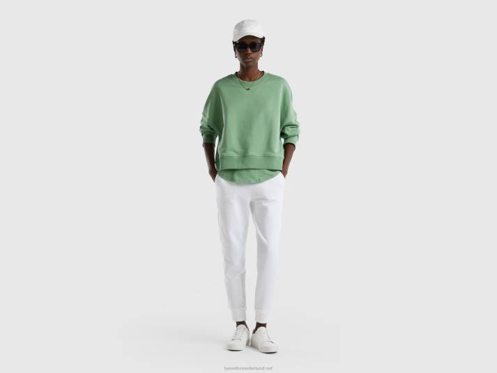 vrouwen Benetton boxy fit sweatshirt van 100% katoen groente 4R62294