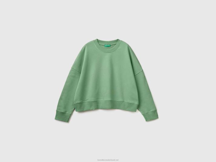 vrouwen Benetton boxy fit sweatshirt van 100% katoen groente 4R62294
