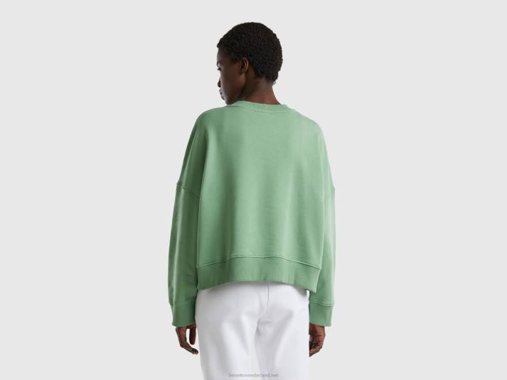 vrouwen Benetton boxy fit sweatshirt van 100% katoen groente 4R623769