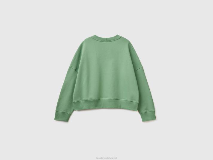 vrouwen Benetton boxy fit sweatshirt van 100% katoen groente 4R623769