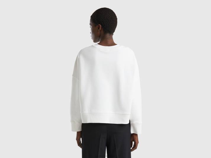 vrouwen Benetton boxy fit sweatshirt van 100% katoen romig wit 4R623766