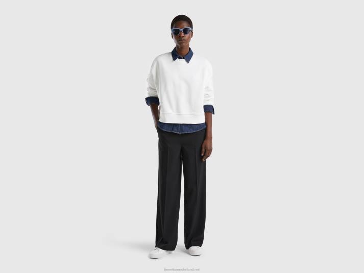 vrouwen Benetton boxy fit sweatshirt van 100% katoen romig wit 4R623766