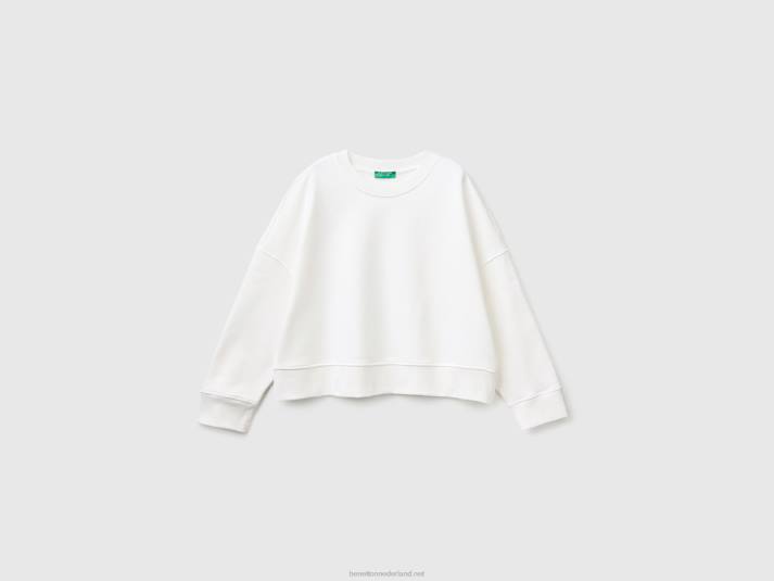 vrouwen Benetton boxy fit sweatshirt van 100% katoen romig wit 4R623766