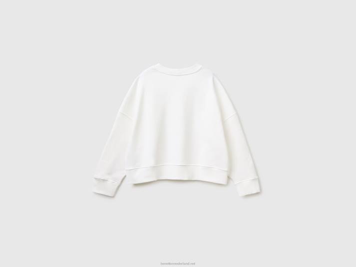 vrouwen Benetton boxy fit sweatshirt van 100% katoen romig wit 4R623766