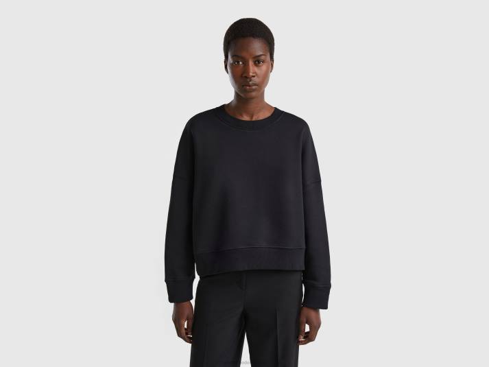 vrouwen Benetton boxy fit sweatshirt van 100% katoen zwart 4R62288