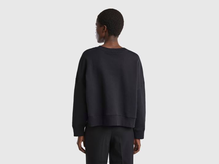 vrouwen Benetton boxy fit sweatshirt van 100% katoen zwart 4R62288