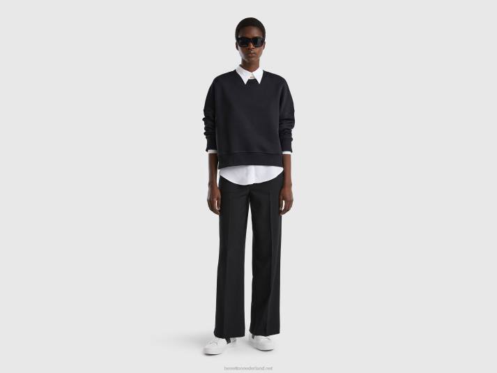 vrouwen Benetton boxy fit sweatshirt van 100% katoen zwart 4R623759