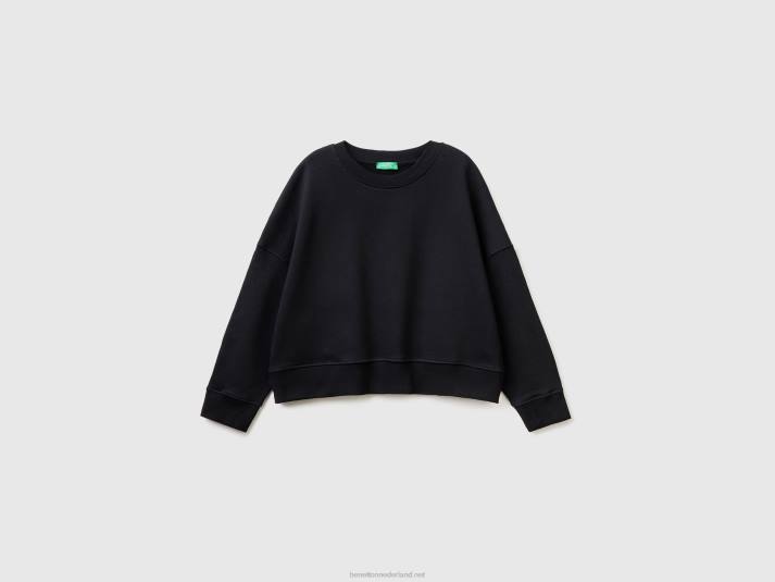 vrouwen Benetton boxy fit sweatshirt van 100% katoen zwart 4R623759