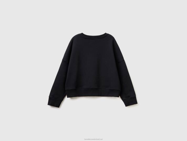 vrouwen Benetton boxy fit sweatshirt van 100% katoen zwart 4R623759
