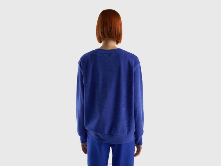 vrouwen Benetton hoodie van een mix van biologisch katoen helderblauw 4R62295