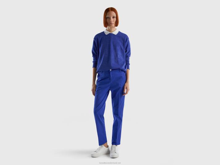 vrouwen Benetton hoodie van een mix van biologisch katoen helderblauw 4R62295