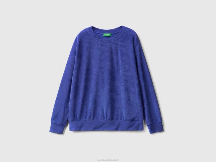 vrouwen Benetton hoodie van een mix van biologisch katoen helderblauw 4R62295
