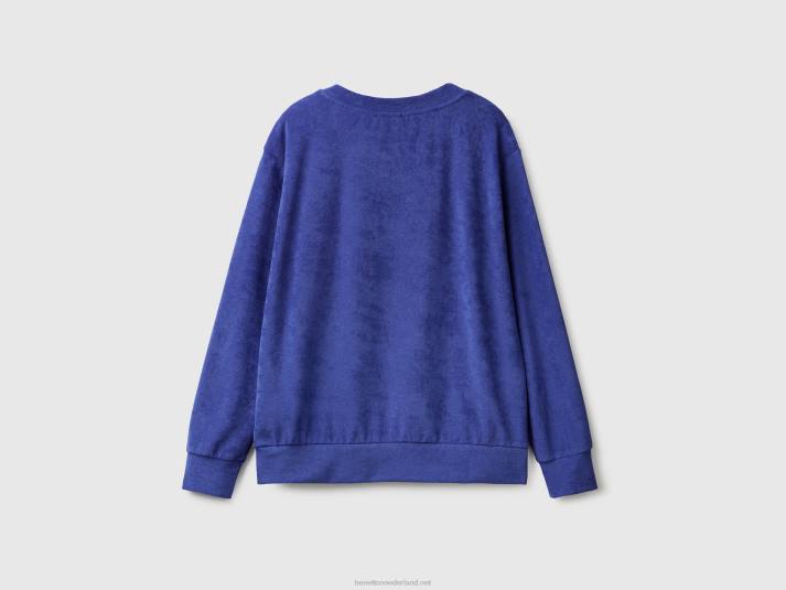 vrouwen Benetton hoodie van een mix van biologisch katoen helderblauw 4R62295