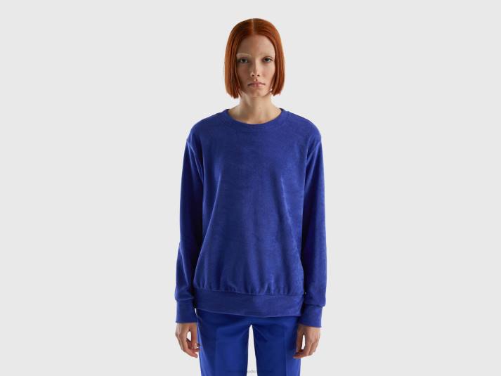 vrouwen Benetton hoodie van een mix van biologisch katoen helderblauw 4R623760