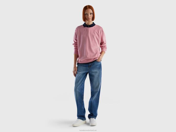 vrouwen Benetton hoodie van een mix van biologisch katoen roze 4R62287