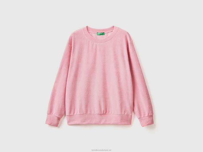 vrouwen Benetton hoodie van een mix van biologisch katoen roze 4R62287
