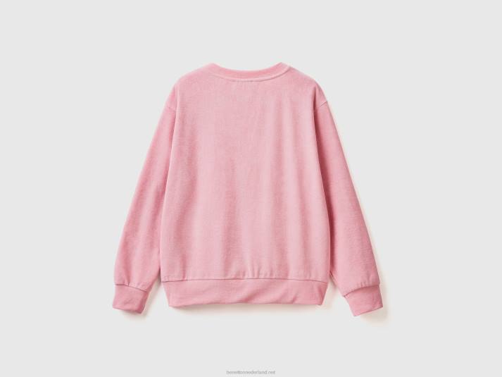 vrouwen Benetton hoodie van een mix van biologisch katoen roze 4R62287
