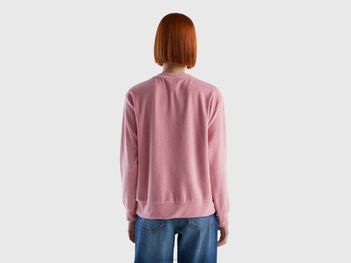 vrouwen Benetton hoodie van een mix van biologisch katoen roze 4R623768