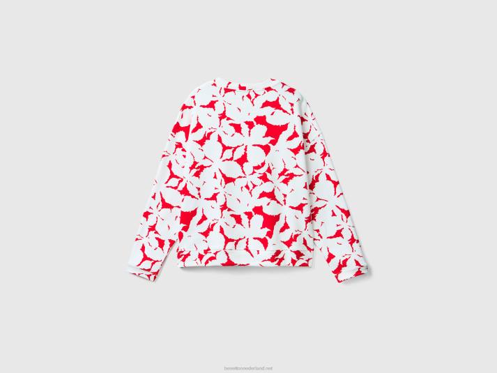 vrouwen Benetton sweatshirt met bloemenprint rood 4R62297