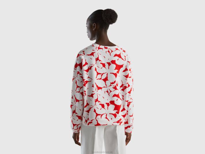 vrouwen Benetton sweatshirt met bloemenprint rood 4R623762