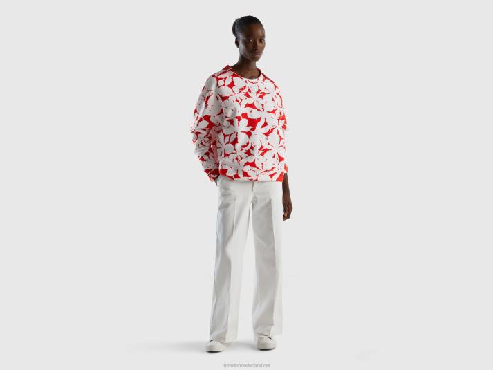 vrouwen Benetton sweatshirt met bloemenprint rood 4R623762