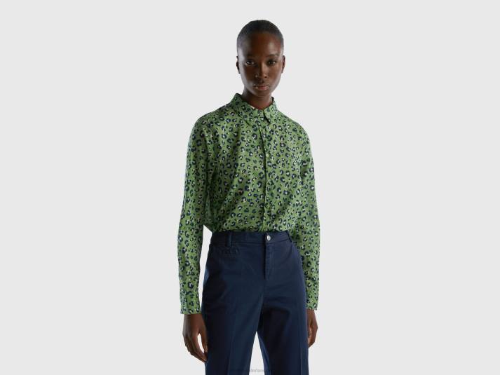 vrouwen Benetton Overhemd van 100% katoen met dessin groente 4R62500