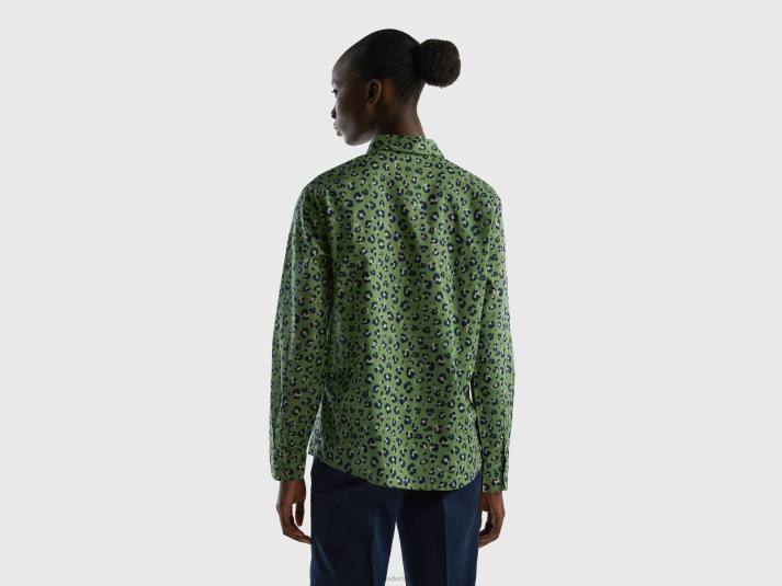 vrouwen Benetton Overhemd van 100% katoen met dessin groente 4R62500