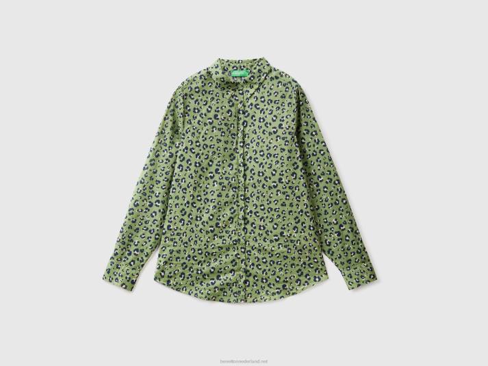 vrouwen Benetton Overhemd van 100% katoen met dessin groente 4R62500