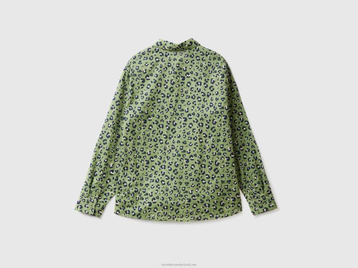 vrouwen Benetton Overhemd van 100% katoen met dessin groente 4R62500