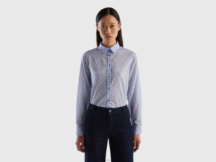 vrouwen Benetton Overhemd van 100% katoen met dessin lavendel 4R62508