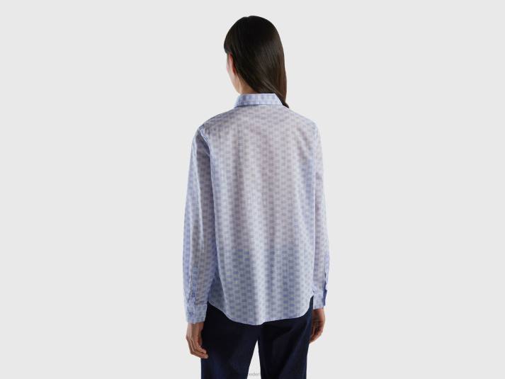 vrouwen Benetton Overhemd van 100% katoen met dessin lavendel 4R62508