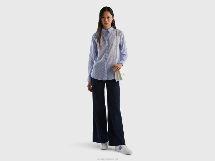 vrouwen Benetton Overhemd van 100% katoen met dessin lavendel 4R62508