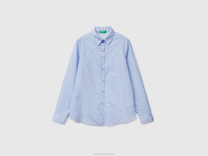 vrouwen Benetton Overhemd van 100% katoen met dessin lavendel 4R62508