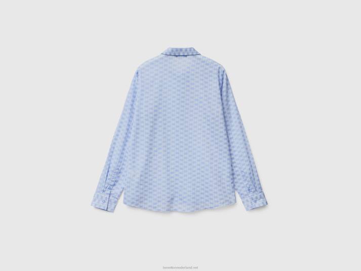 vrouwen Benetton Overhemd van 100% katoen met dessin lavendel 4R62508
