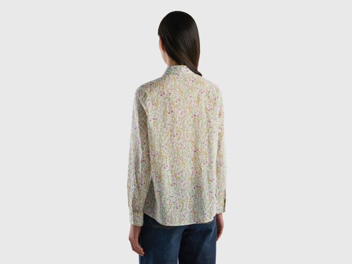 vrouwen Benetton Overhemd van 100% katoen met dessin wit 4R62486