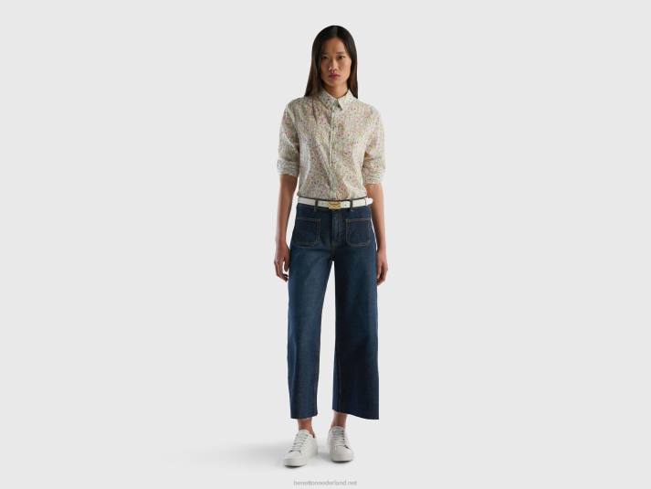 vrouwen Benetton Overhemd van 100% katoen met dessin wit 4R62486