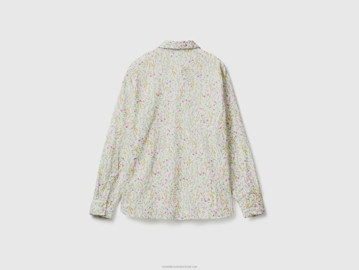 vrouwen Benetton Overhemd van 100% katoen met dessin wit 4R62486