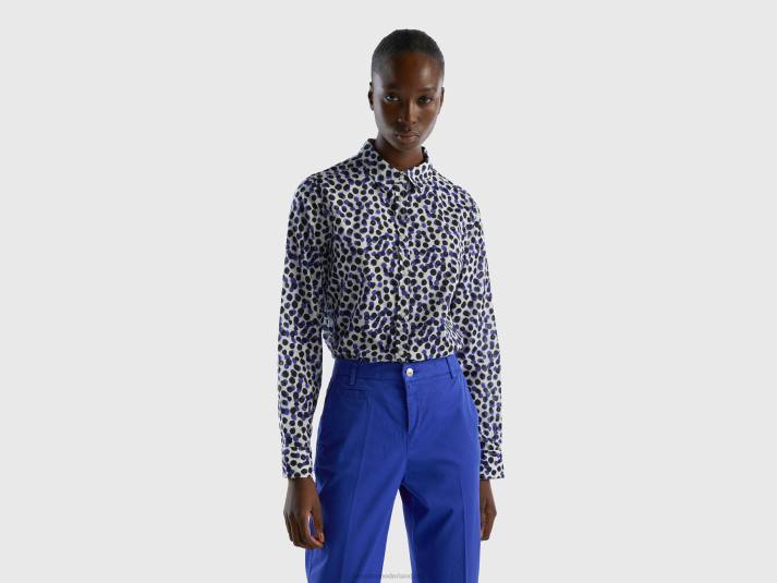 vrouwen Benetton Overhemd van 100% katoen met dessin wit 4R62525