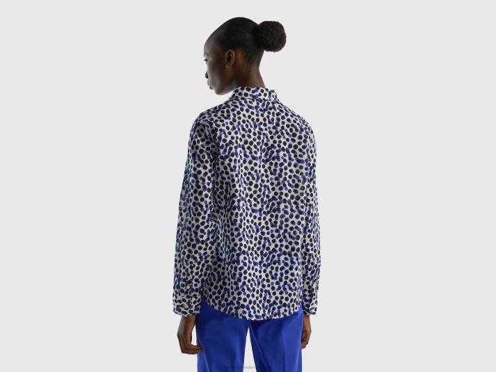 vrouwen Benetton Overhemd van 100% katoen met dessin wit 4R62525