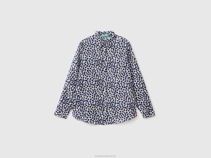 vrouwen Benetton Overhemd van 100% katoen met dessin wit 4R62525