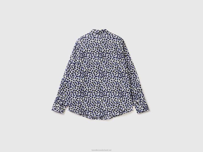 vrouwen Benetton Overhemd van 100% katoen met dessin wit 4R62525