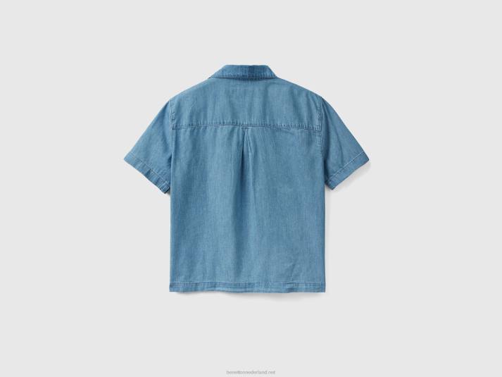vrouwen Benetton blouse van chambray lichtblauw 4R62528