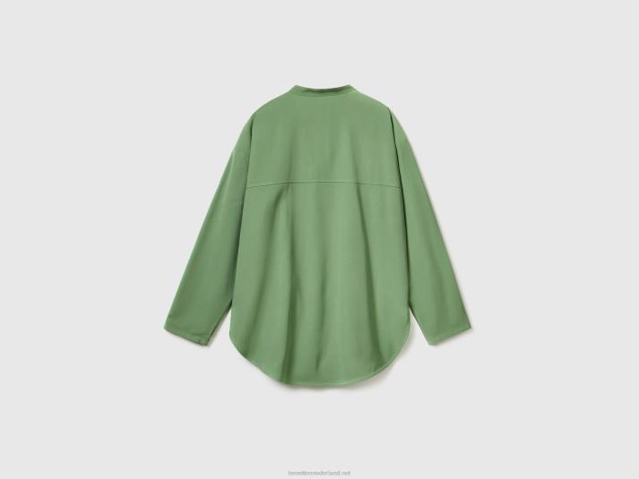 vrouwen Benetton comfortabel fit overhemd met zakken groente 4R623956