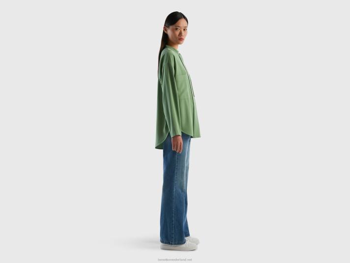 vrouwen Benetton comfortabel fit overhemd met zakken groente 4R62495