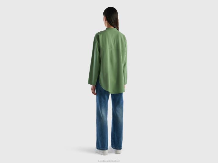 vrouwen Benetton comfortabel fit overhemd met zakken groente 4R62495